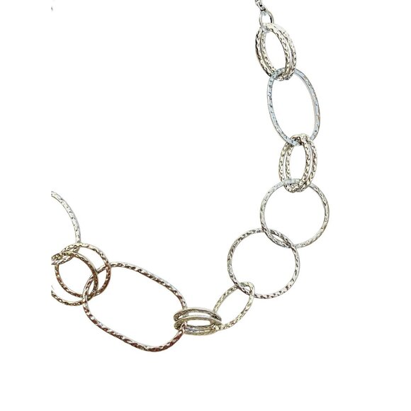 Stella & Ruby Hammered Link 925 Silver Necklace 22" to 25" Length - Picture 2 of 11